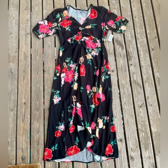 2/$30 💵 Old Navy Crepe Floral Midi Dress NWT - Picture 3 of 11